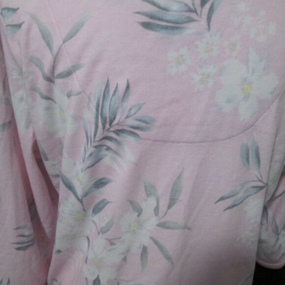 Miss Elaine Cottonessa Short Nightgown 3/4 Sleeve Botanical Pattern Pink NWT M - Picture 8 of 13